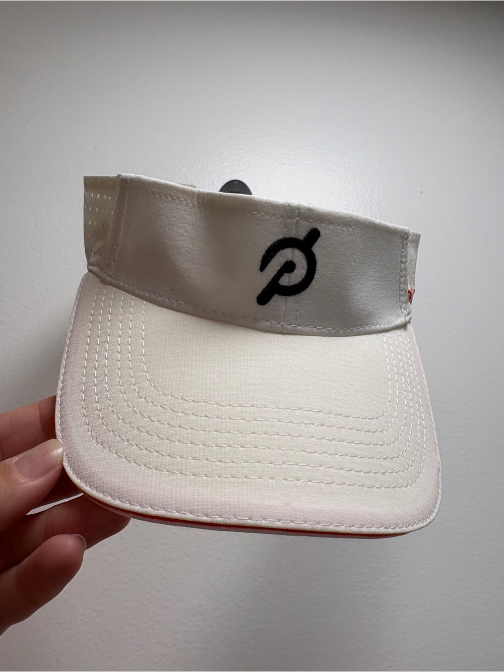Peloton White Visor with Orange Accents